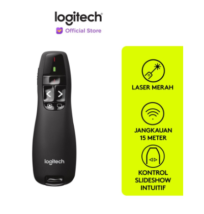 Logitech R400 Remote Pointer Presentasi Wireless Laser Merah